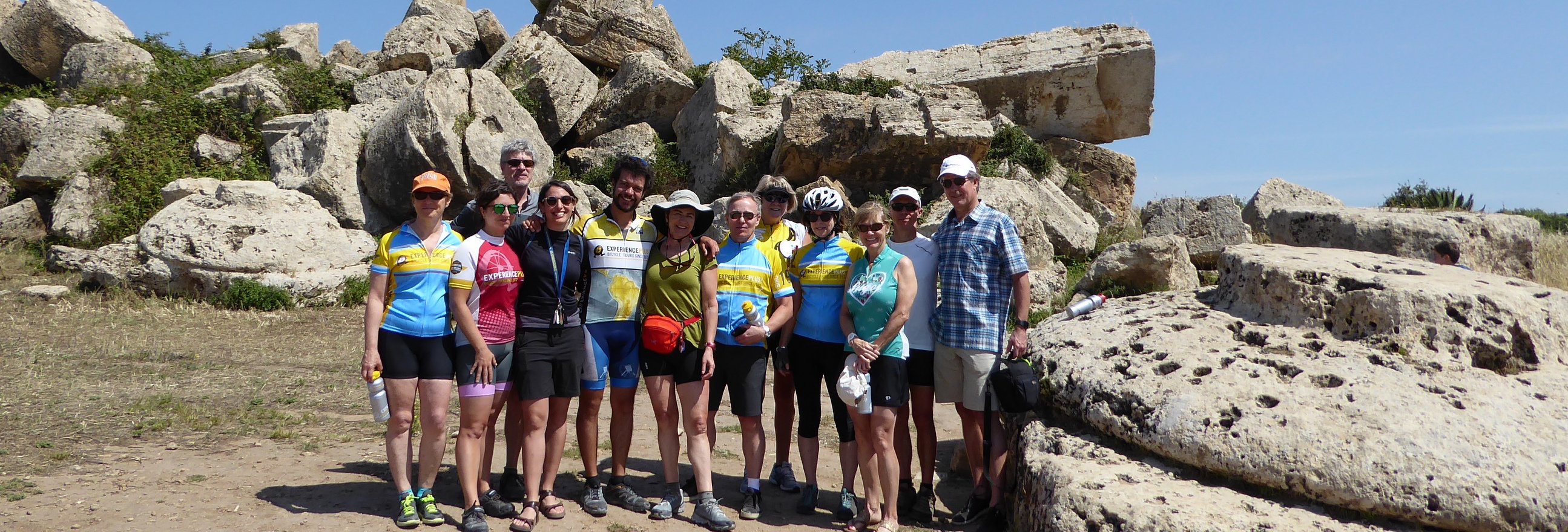 cycling in Sicily with a group of friends on a guided bike tour in Sicily.