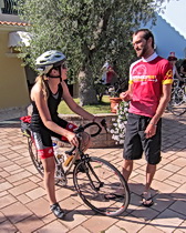 ExperiencePlus! tour leader Enrico Dal Monte checking in before a ride in Sardinia.