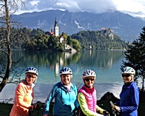 ExperiencePlus! cyclists at Lake Bled. Photo taken by traveler Brooks Zup