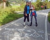Crossing the border from Austria to Slovenia 