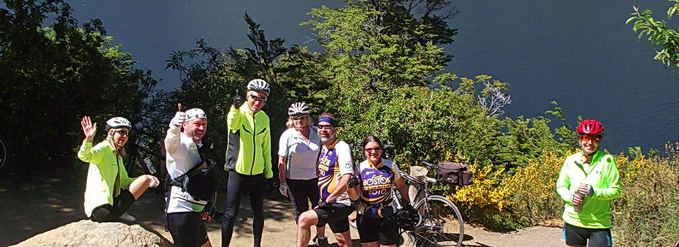 Riders take a break on the Patagonia Lakes trip with ExperiencePlus!