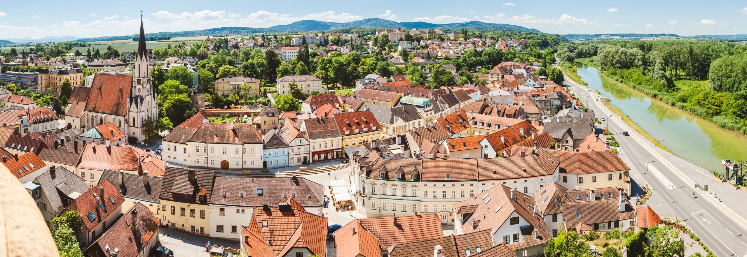 Bicycle through Melk on the lower Danube in Austria