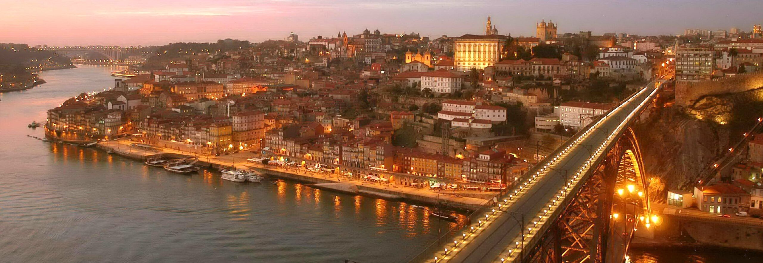 Porto at night - this guided bike tour of Portugal ends in Porto