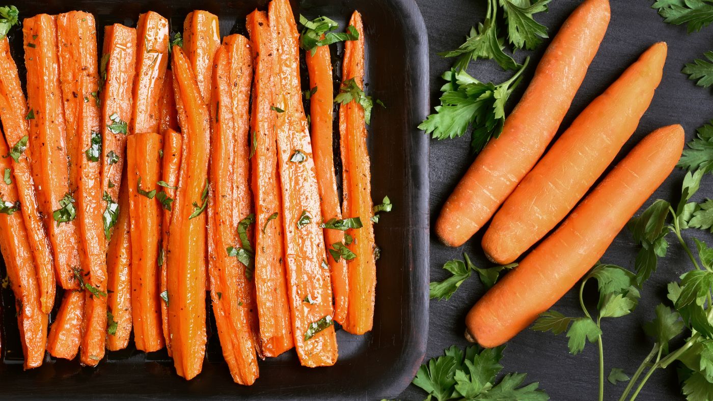 roasted carrots on a platter