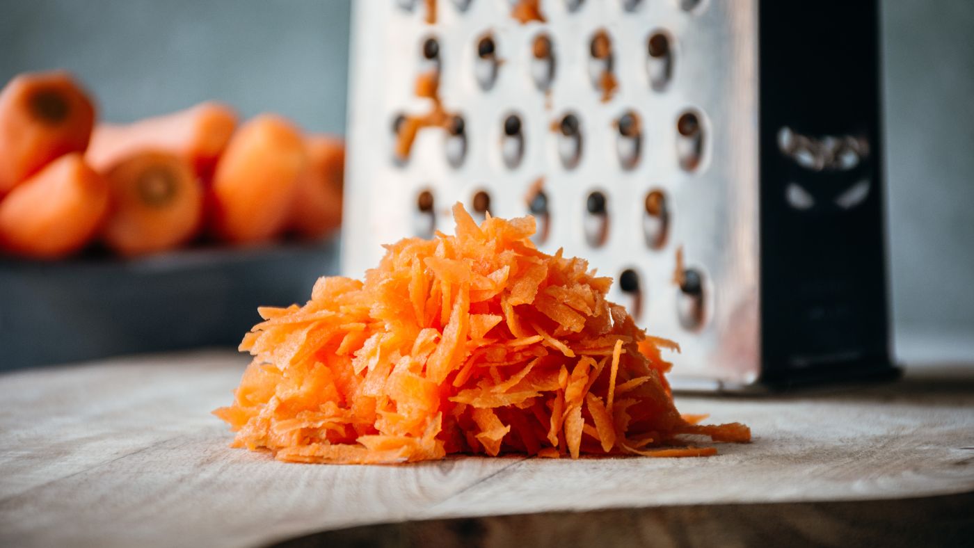 grated carrots on a counter